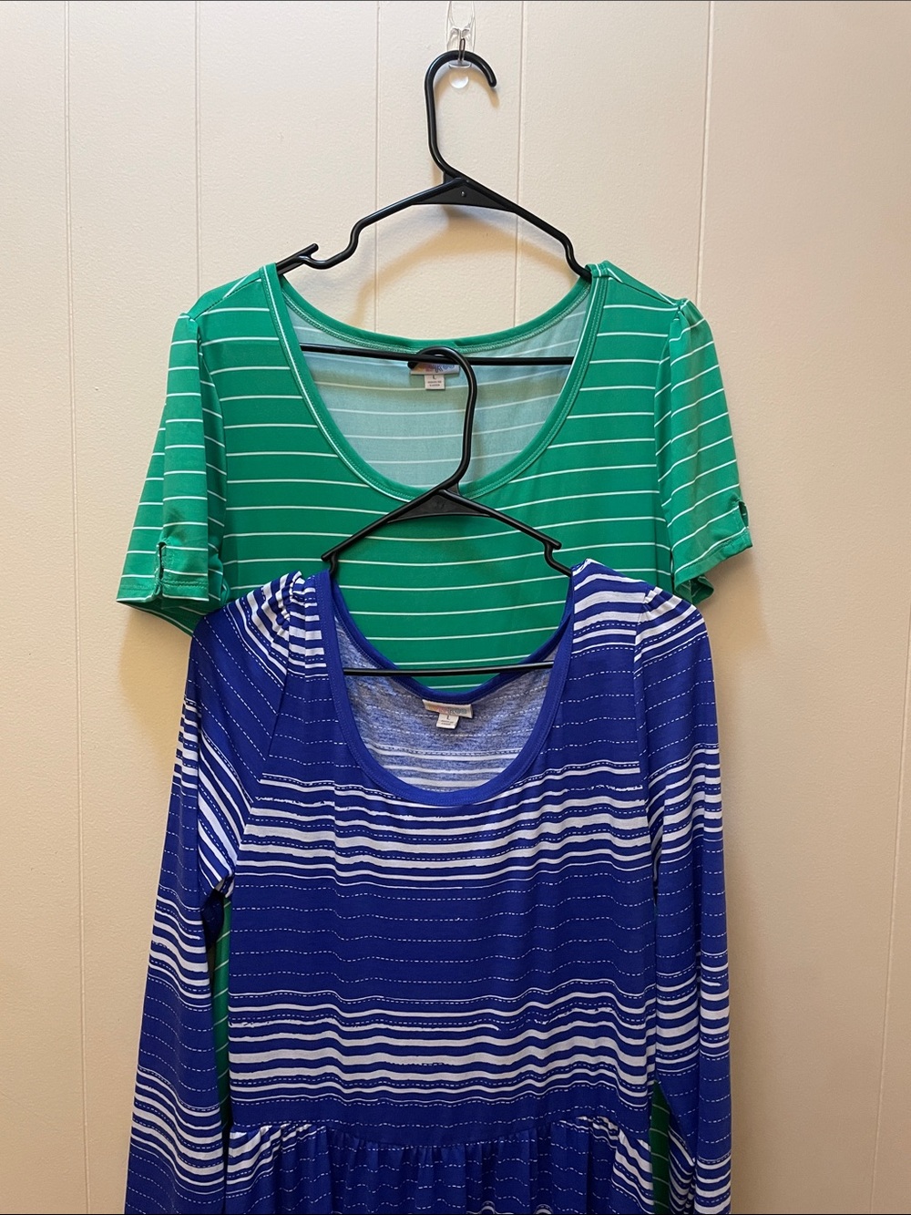 LuLaRoe Green Striped Tank with White Bands. Bundle for two pieces